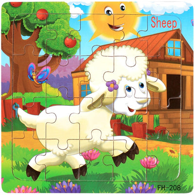 20-Piece Cartoon Animal Vehicle Jigsaw Wood Puzzle Game